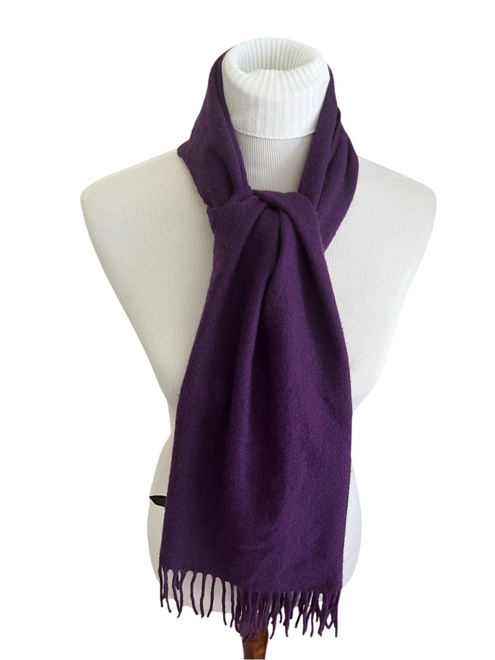 Enzo Mantovani Plum Fringe Women's 100% Cashmere Scarf